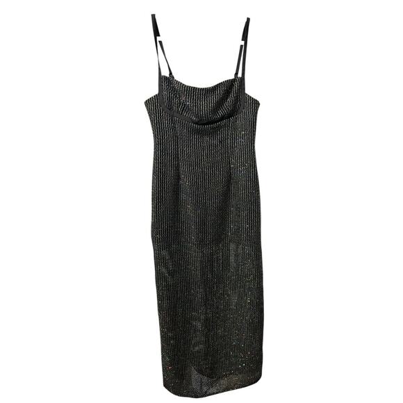Liv Foster Black Sequined Bouclé Sleeveless Gown - Picture 10 of 15